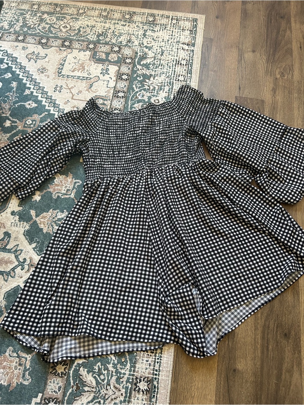 Venus Black & White Checkered Romper